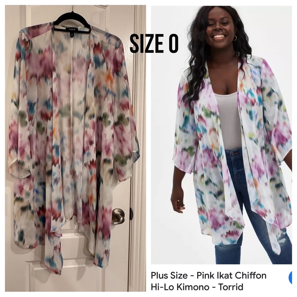 Torrid Multicolor Chiffon Hi-Lo Kimono